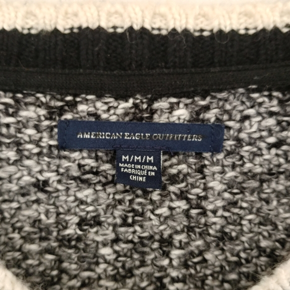 American Eagle Black & White Varsity Style Sweater - Picture 2 of 4